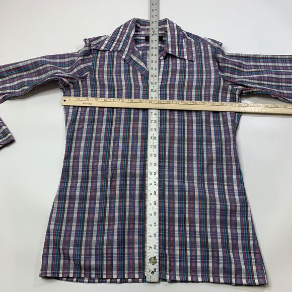 Vintage Yves Saint Lauren Shirt Mens M Medium Plaid Button Up Long Sleeve - Picture 6 of 9